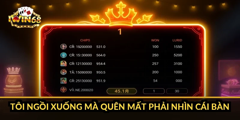 Tôi ngồi xuống mà quên mất phải nhìn cái bàn